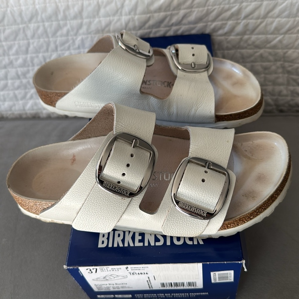 Birkenstock Arizona Big Buckle White Sandals - Picture 5 of 7